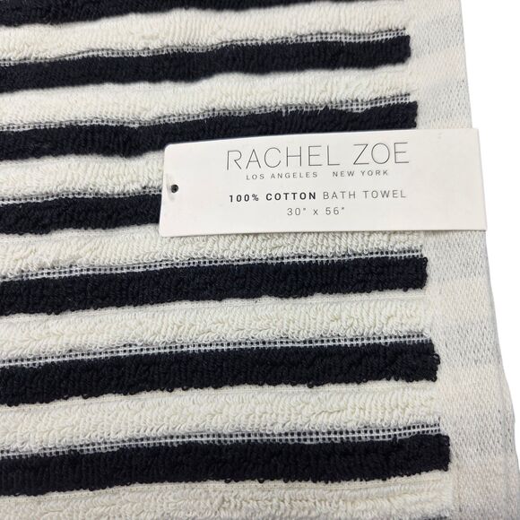 Rachel Zoe 8pc Cream And Black Striped Cotton Towel Set 2 Bath 4 Wash 2 Hand‎ - Picture 2 of 16